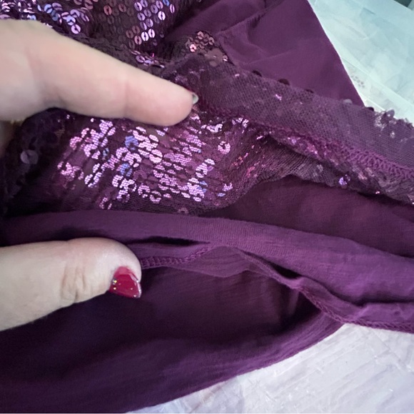 Coldwater Creek plum purple sequins chevron pattern cotton tank Size M - Picture 7 of 9